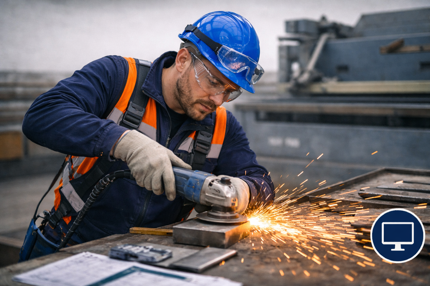 Metallmitarbeiter mit Flex