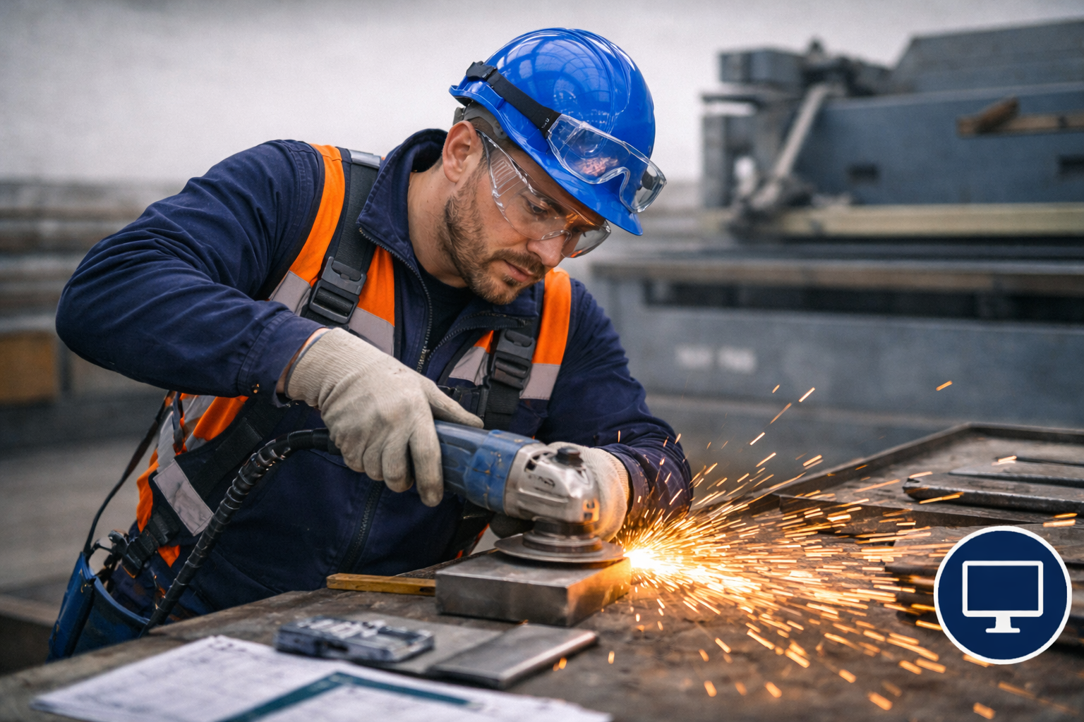 Metallmitarbeiter mit Flex